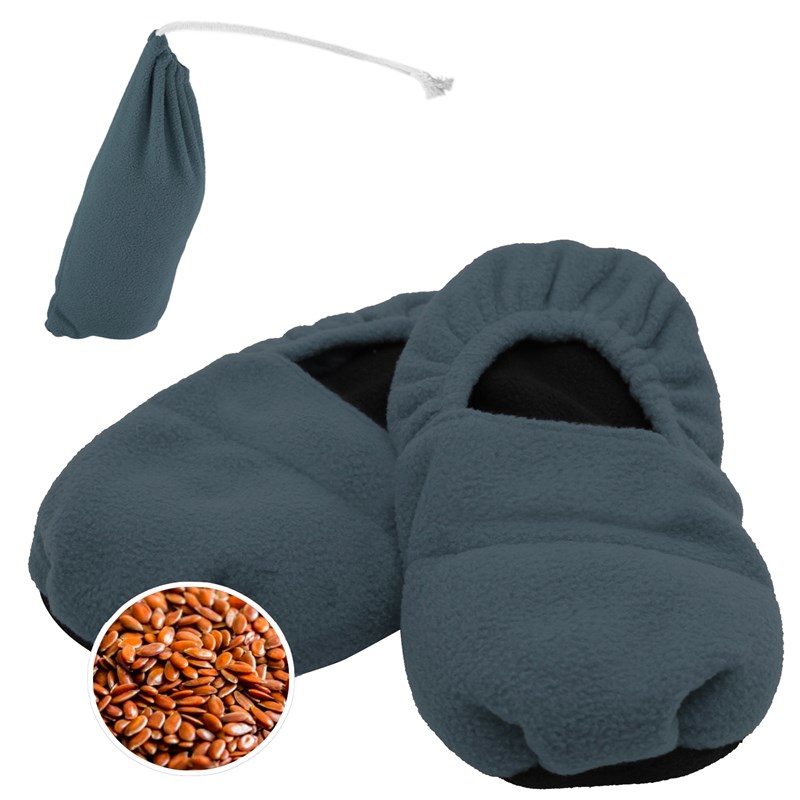 Chaussons chauffants, graines lin, polaire, 41-45, micro-ondes