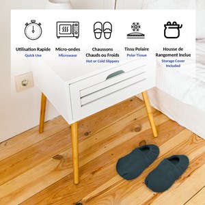 Chaussons chauffants, graines lin, polaire, 41-45, micro-ondes