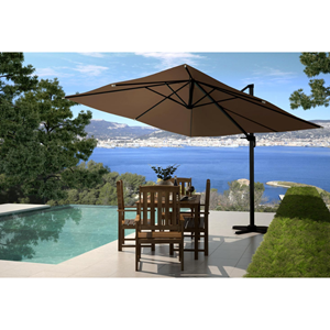 Palatino parasol marron déporté carré 3 x 3 m rotatif à 360