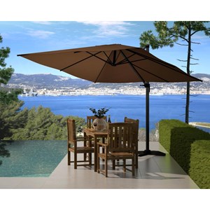 Palatino parasol déporté et rotatif 3 x 3 m chocolat