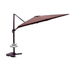 Palatino parasol déporté et rotatif 3 x 3 m chocolat
