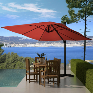Palatino parasol terracotta déporté carré 3 x 3 m rotatif à 360