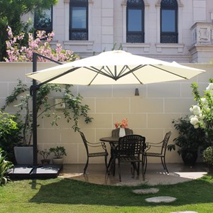 Castillo parasol marron droit rond 3,5 x 3,5 m rotatif à 360