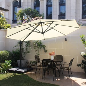 Castillo parasol écru droit rond 3,5 x 3,5 m rotatif à 360