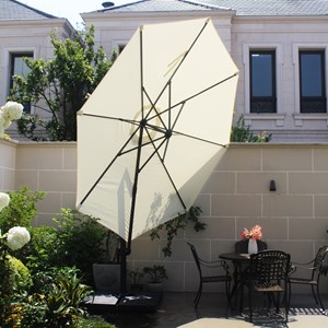 Castillo parasol écru droit rond 3,5 x 3,5 m rotatif à 360