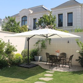 Cesare parasol ecru déporté rectangle 3 x 4 m rotatif à 360