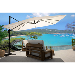 Cesare parasol ecru déporté rectangle 3 x 4 m rotatif à 360