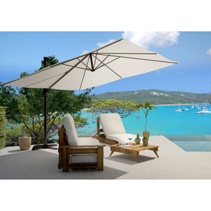 Cesare parasol ecru déporté rectangle 3 x 4 m rotatif à 360