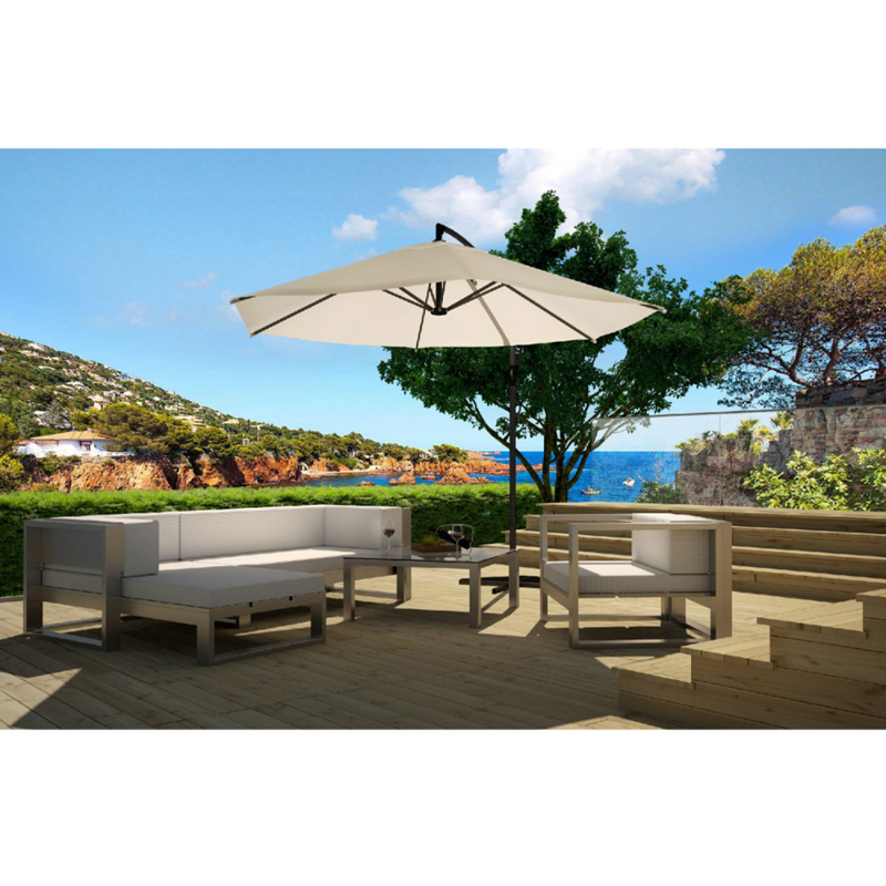 Porticcio parasol ecru déporté rond 3 x 3 m