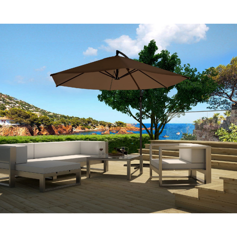 Porticcio parasol marron déporté rond 3 x 3 m