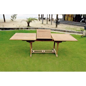Kajang - table de jardin rectangulaire extensible en teck brut 10 personnes