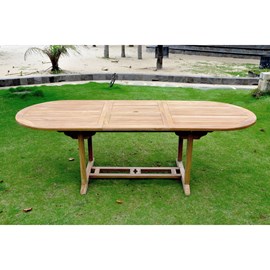 Kajang table de jardin extensible 10 places en teck brut