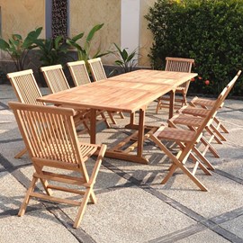 Kajang salon de jardin teck 12 places table rectangulaire 10 chaises