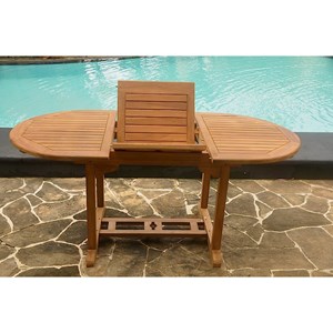 Kajang table de jardin ovale extensible en teck brut 6 personnes