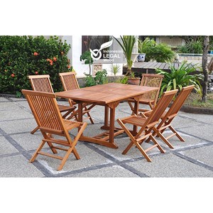 Lubok - salon de jardin extensible avec table rectangle 6 places en teck huilé