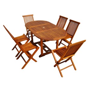 Lubok table de jardin rectangulaire et 6 chaises en teck huilé
