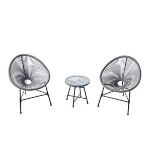 Acapulco salon de jardin 2 fauteuils ronds et table basse gris