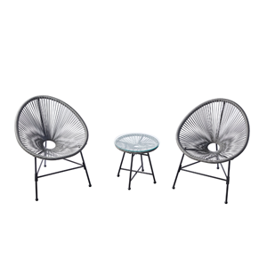 Acapulco salon de jardin 2 fauteuils ronds et table basse gris