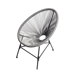 Acapulco salon de jardin 2 fauteuils ronds et table basse gris