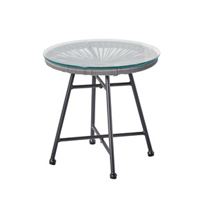 Acapulco salon de jardin 2 fauteuils ronds et table basse gris