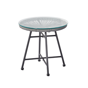 Acapulco salon de jardin 2 fauteuils ronds et table basse gris