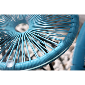 Acapulco salon de jardin 2 fauteuils ronds et table basse bleu