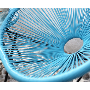 Acapulco salon de jardin 2 fauteuils ronds et table basse bleu