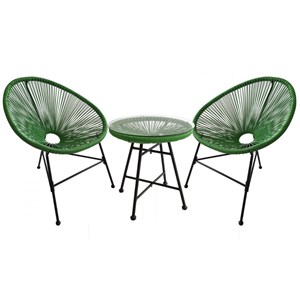 Acapulco salon de jardin 2 fauteuils ronds et table basse vert
