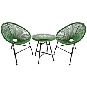 Acapulco salon de jardin 2 fauteuils ronds et table basse vert