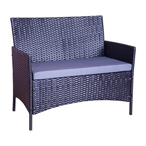 Mykonos salon de jardin 4 places en résine tressée noir et gris