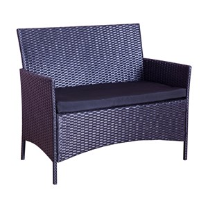 Mykonos salon de jardin 4 places en résine tressée noir et coussins noirs