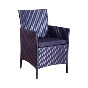 Mykonos salon de jardin 4 places en résine tressée noir et coussins noirs