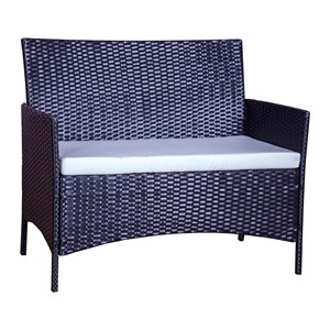 Mykonos salon de jardin 4 places en résine tressée noir et blanc