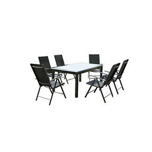Ravenne table de jardin et 6 chaises en aluminium gris