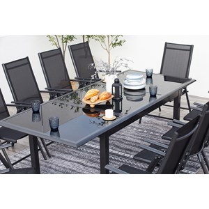 Ravenne table de jardin et 6 chaises en aluminium gris