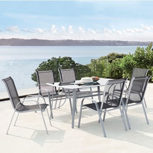 Alassio - salon de jardin 6 places en aluminium gris