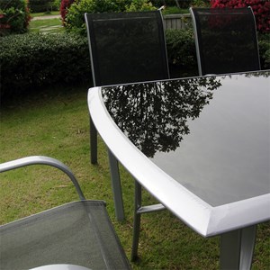 Alassio table de jardin et 6 chaises en aluminium et acier gris
