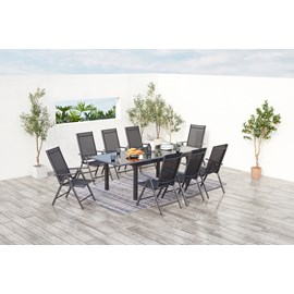 Ravenne table de jardin et 8 chaises en aluminium gris