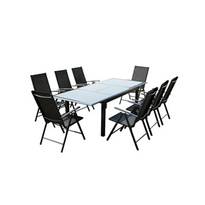 Ravenne table de jardin et 8 chaises en aluminium gris