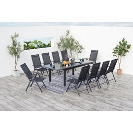 Ravenne table de jardin et 10 chaises en aluminium gris