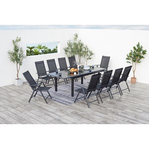 Ravenne - salon de jardin extensible 10 places en aluminium gris