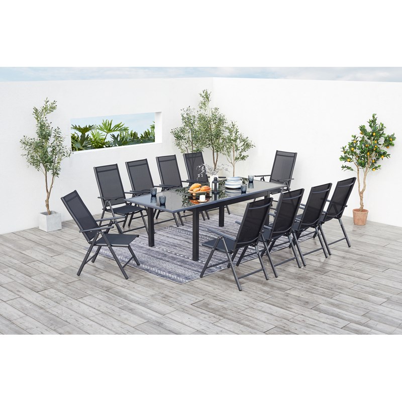 Ravenne table de jardin et 10 chaises en aluminium gris