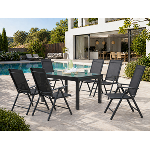 Brescia table de jardin extensible et 6 fauteuils en alu et toile pvc