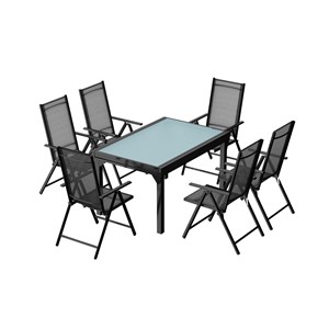 Brescia table de jardin extensible et 6 fauteuils en alu et toile pvc