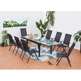 Brescia table de jardin extensible et 8 fauteuils en alu et toile pvc
