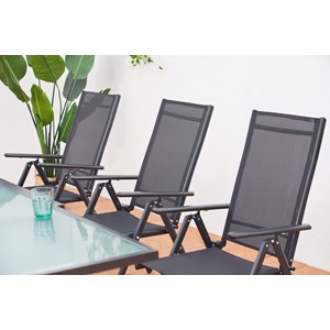 Brescia table de jardin extensible et 8 fauteuils en alu et toile pvc