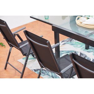 Brescia table de jardin extensible et 8 fauteuils en alu et toile pvc