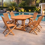 Kajang table de jardin ovale et 6 chaises en teck