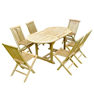 Kajang table de jardin ovale et 6 chaises en teck