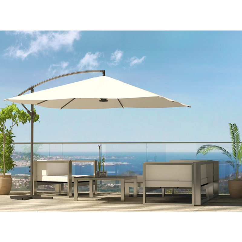 Solenzara parasol ecru déporté carré 3 x 3 m led